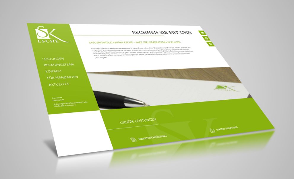 Darstellung des Designs der Steuerkanzlei-Esche-Webseite
