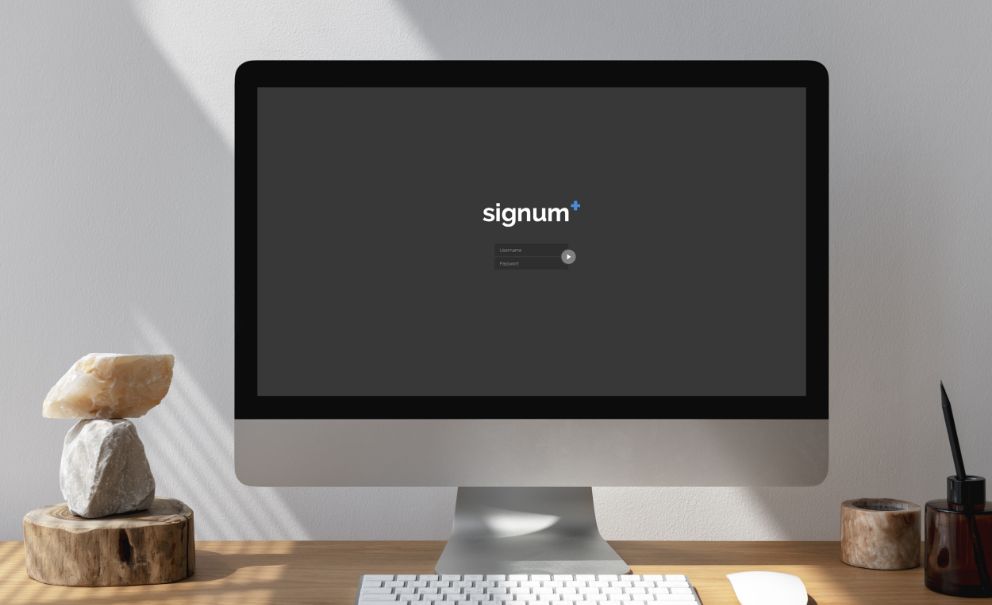 Darstellung des Logins für signum+ auf einem PC-Monitor