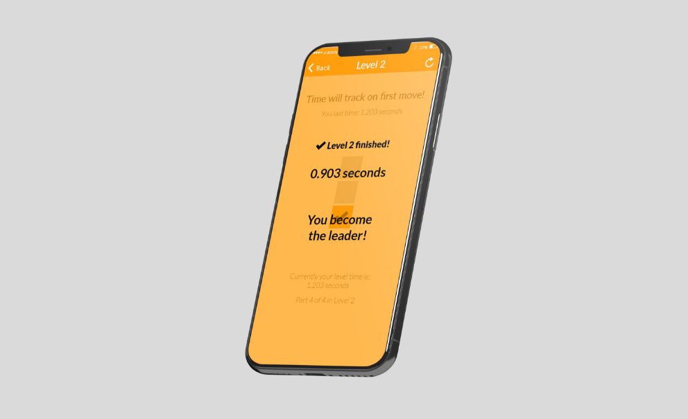 Darstellung des Endresultats eines Levels in der One Second App auf einem Smartphone